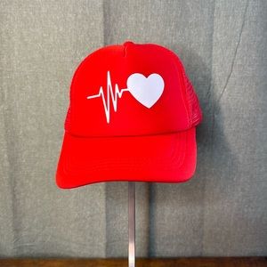 Shein Men's Heart Print Trucker Hat Red One Size